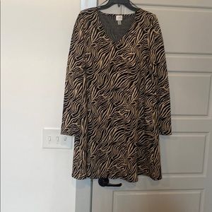 Long sleeve, animal print dress. Size XL